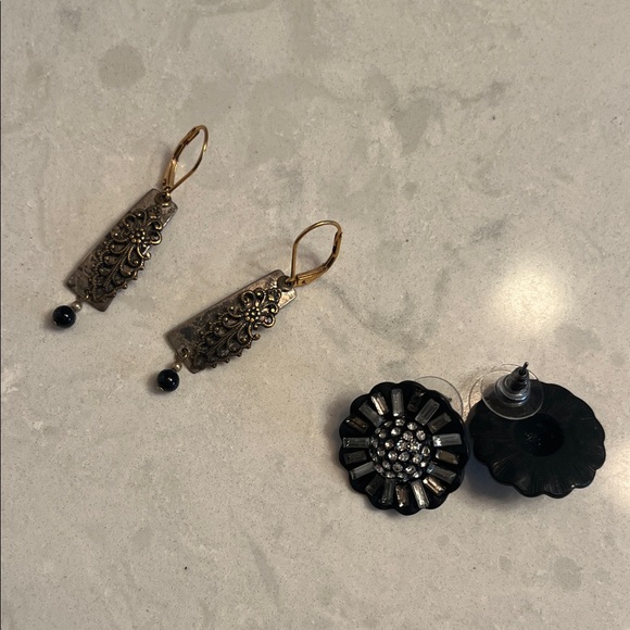 Jewelry - Two pairs of Silver/Gold/Black Earrings
